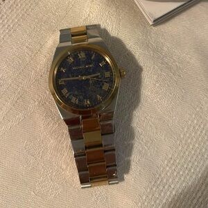 Michael Kors Two-Tone Watch with Blue Dial